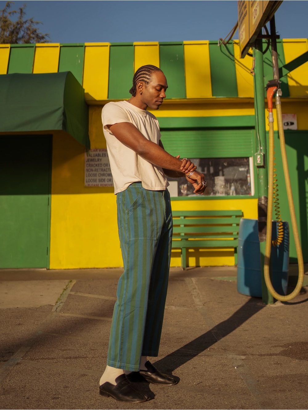 BIG BUD PRESS - Green and Blue Stripe Pants in 1XL